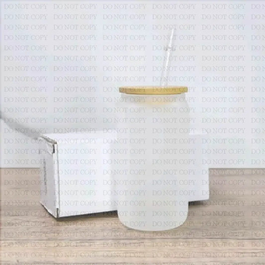16Oz Frosted Glass Tumbler With Bamboo Lid And Straw