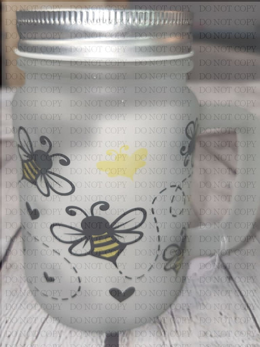 Bees Glass Mason Jar