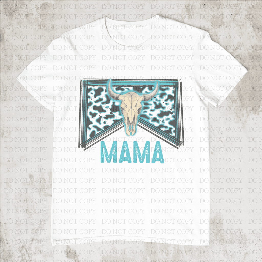 Mama Cowprint Teal Shirts & Tops